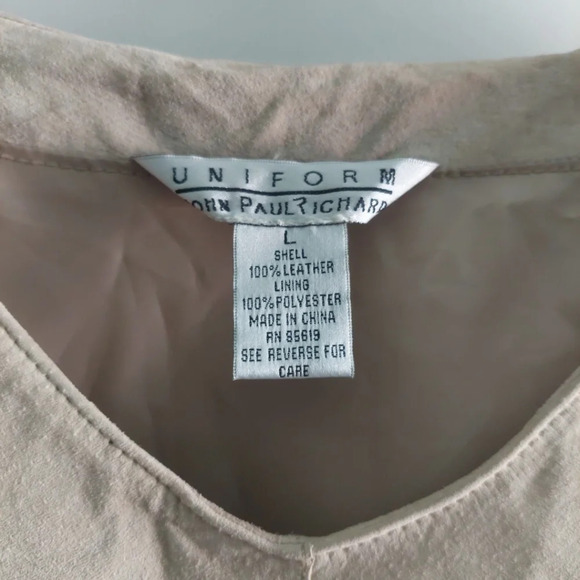 Genuine Leather satin Lined Cape Poncho Beige large Bohemian Neutral Minimalist - Picture 3 of 11